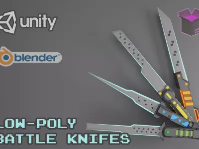 Stylized Battle Knifes Pack Low-poly 3D model