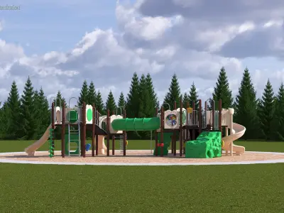 Commercial Kids Playground Set 3D model