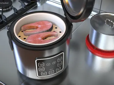 Aroma Multicooker With Steamed Salmon 3D model