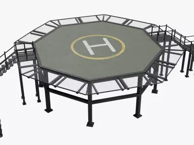 Octagonal Heliport Low-poly 3D model