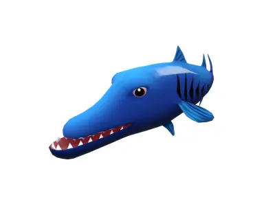 Giant Barracuda Animated Fish Low-poly 3D model