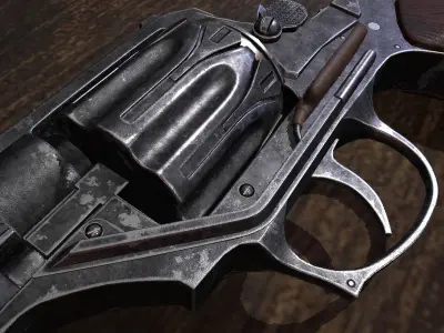 Lowpoly  Revolver Game Ready Gun Low-poly 3D model
