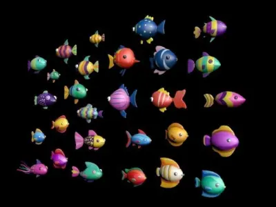 Cartoon Fish Pack 2  Low-poly 3D model