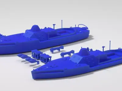 Old Small Armored River MineSweper 4 variants 3D print model