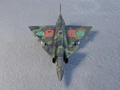 Saab JAS-37 Viggen Low-poly 3D model