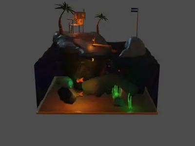 Night Island Low-poly 3D model