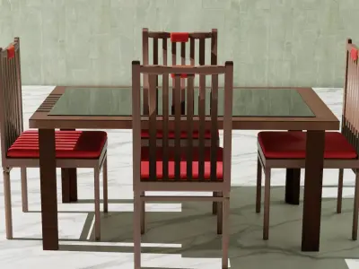 Dinning Table Set 3D Model Free 3D model