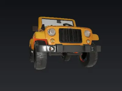 Bright Yellow Toy Jeep Wrangler 3D Model Low-poly 3D model