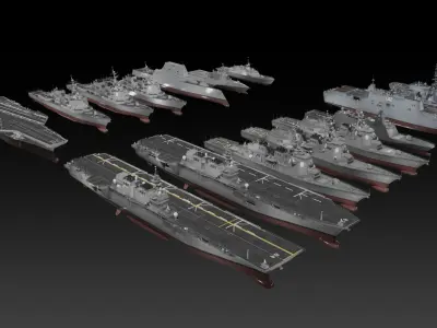 Modern warship Asia Pacific navy 3D Model Collection