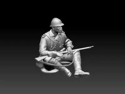 French soldier ww2 3D print model