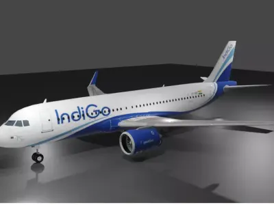 Indigo Airlines Airbus a320neo 3D Model Low-poly 3D model