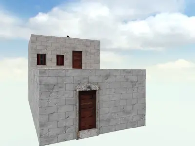 Old High-Quality 3D Colonial House Low-poly 3D model