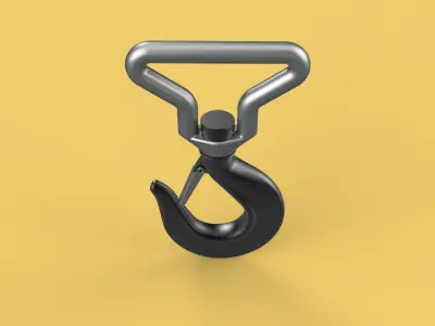 FORGED SINGLE LIFTING CRANE TON HOOK HOIST LATCH ALLOY STEEL 3D model