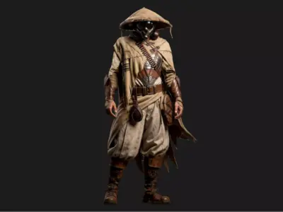 Sci-Fi Wasteland Outlaw Low-poly 3D model