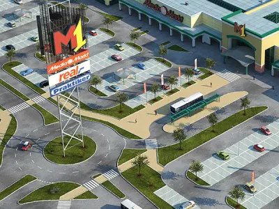 Retail Store Mall M1 Full Textured Scene Low-poly 3D model