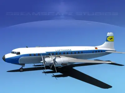 Douglas DC-7C Lufthansa  3D model