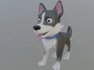 Husky Dog - Lowpoly Low-poly 3D model