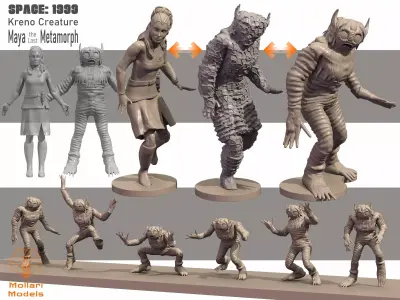 Wee Kreno and Maya Sculptures - Space 1999 10 Pack 3D print model