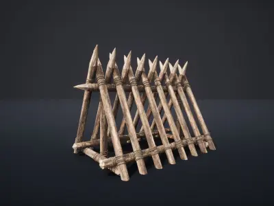 PALISADE BARRIER BARRICADE FENCE WALL VILLAGE FORT COLLECTION Low-poly 3D model