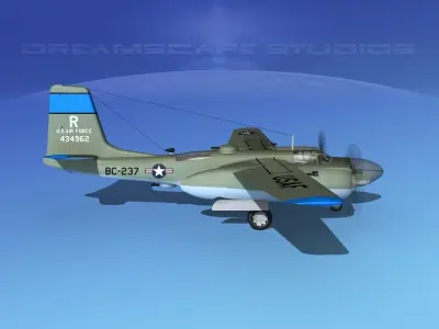 Douglas B-26C Invader V02 USAF Korea 3D model