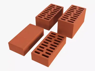 Clay bricks 4 types 3D model