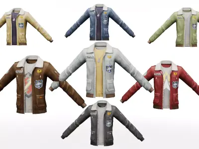 Aviator Jacket 3D Models Collection Low-poly 3D model