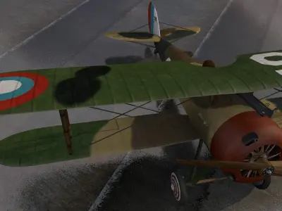Nieuport-28 british biplane - british biplane 3D model