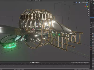 sci-fi ship with animations 3D model