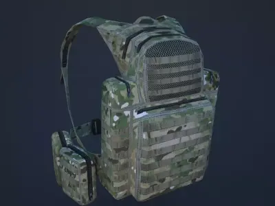 backpack multicam Low-poly 3D model