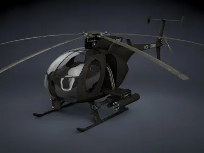 MH-6 Little Bird Gunship Low-poly 3D model