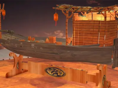 Chinese fishing boat 3D model