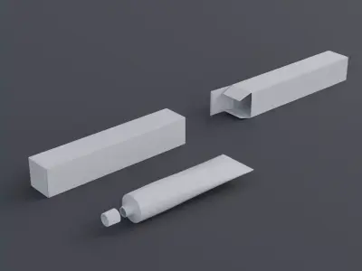 Toothpaste Laminate Tube and packaging box Low-poly 3D model