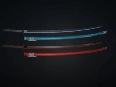 Samurai Weapons Pack Low-poly 3D model