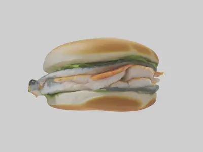 Fish fillet sandwich model Low-poly 3D model