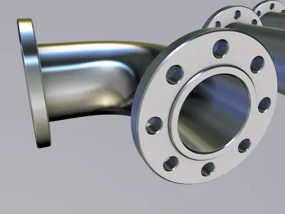 Flanged pipes and flanged elbow for kitbashing Free low-poly 3D model
