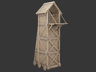 Medieval Siege Engine Tower Low-poly 3D model