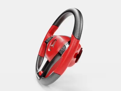 3d Steering Wheel With Red Cover 3D model