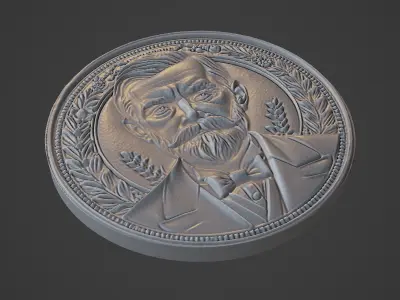 Louis Pasteur Medallion 3D print model