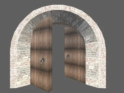 Medieval arch with doors 3D model