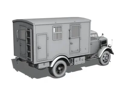 Opel Blitz - 3t  Truck with Kofferaufbau 3D model