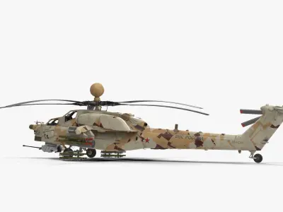 Mi-28N Desert Low-poly 3D model