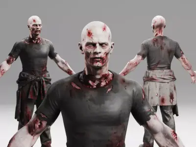 Realistic Zombie - Rigged Low-poly 3D model