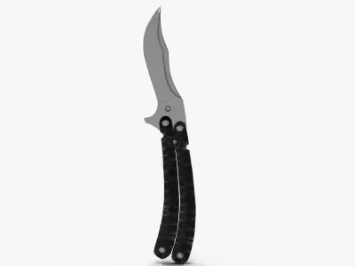 Balisong Butterfly Knife Black Matte Low-poly 3D model