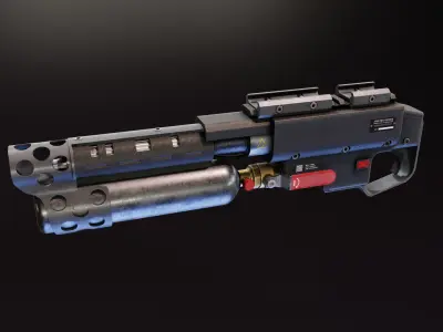 Under Barrel Flamethrower Low-poly 3D model