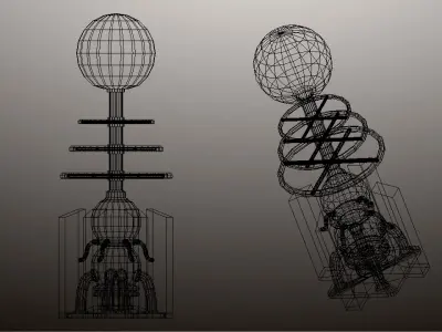 Tesla Coil Tower Low-poly 3D model