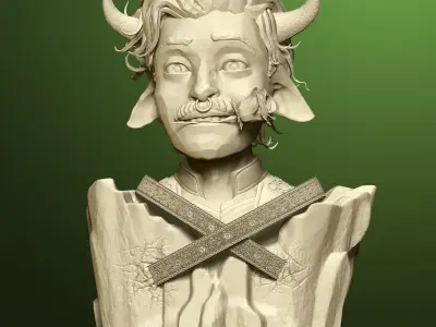 Colored 3D Printable Statue Zodiac Sign Taurus Free low-poly 3D model