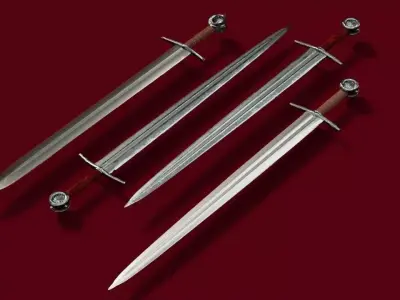 Textured Medieval Sword Low-poly 3D model