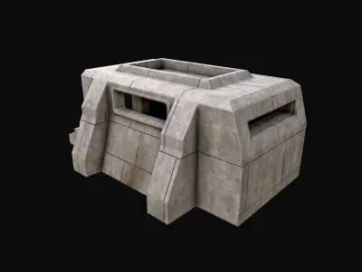 Military Concrete Bunker Base 5 Low-poly 3D model