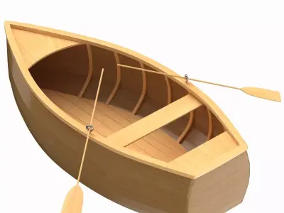 Wooden Rowboat 02 3D model