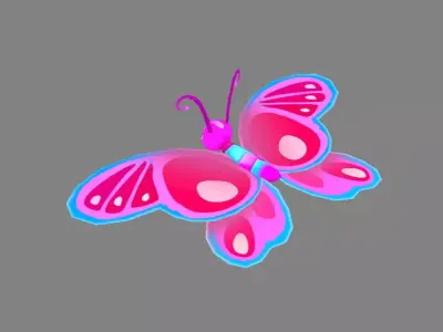 Cartoon butterfly - purple Low-poly 3D model